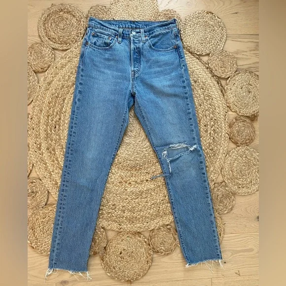 Levi's High Rise Denim Jeans with Frayed Hem - Picture 3 of 4